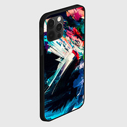 Чехол для iPhone 12 Pro Разноцветные мазки краски, цвет: 3D-черный — фото 2