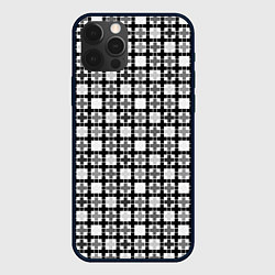 Чехол для iPhone 12 Pro Черно-белый геометрический мелкий узор, цвет: 3D-черный