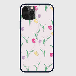 Чехол для iPhone 12 Pro Цветут тюльпаны, цвет: 3D-черный