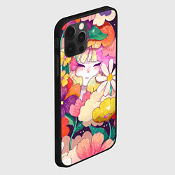 Чехол для iPhone 12 Pro Девочка в цветах, цвет: 3D-черный — фото 2