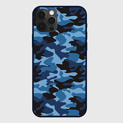 Чехол iPhone 12 Pro Сине-черный камуфляж