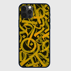 Чехол для iPhone 12 Pro Gold Calligraphic, цвет: 3D-черный