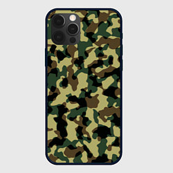 Чехол для iPhone 12 Pro Военный камуфляж, цвет: 3D-черный