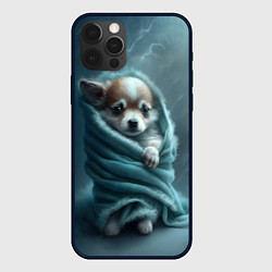Чехол для iPhone 12 Pro Милый щенок в одеяле, цвет: 3D-черный