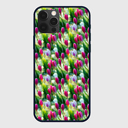 Чехол для iPhone 12 Pro Весенние тюльпаны и подснежники, цвет: 3D-черный
