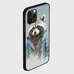 Чехол для iPhone 12 Pro Енот в пальто, цвет: 3D-черный — фото 2