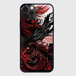 Чехол для iPhone 12 Pro Красный Irezumi узор, цвет: 3D-черный