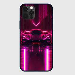 Чехол для iPhone 12 Pro Неоновый спорткар, цвет: 3D-черный