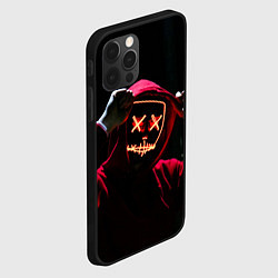 Чехол для iPhone 12 Pro Красно-оранжевый неоновый анонимус, цвет: 3D-черный — фото 2