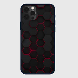 Чехол iPhone 12 Pro Соты с красным свечением