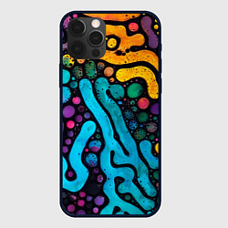 Чехол для iPhone 12 Pro Цветные микроорганизмы, цвет: 3D-черный