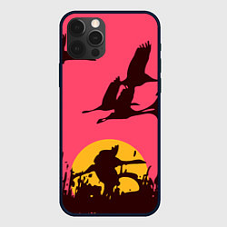 Чехол для iPhone 12 Pro Лебеди на закате, цвет: 3D-черный
