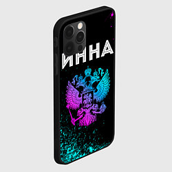 Чехол для iPhone 12 Pro Инна и неоновый герб России, цвет: 3D-черный — фото 2