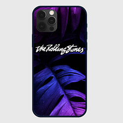 Чехол iPhone 12 Pro Rolling Stones neon monstera