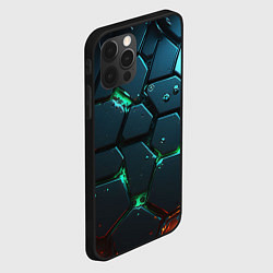 Чехол для iPhone 12 Pro Плиты с зеленым неоновым светом, цвет: 3D-черный — фото 2