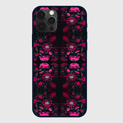 Чехол для iPhone 12 Pro Ярко-розовые неоновые лилии, цвет: 3D-черный