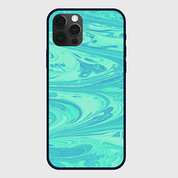 Чехол для iPhone 12 Pro Голубой флюид арт, цвет: 3D-черный