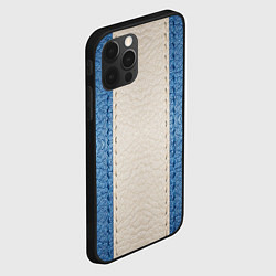 Чехол для iPhone 12 Pro Кожа синяя белая, цвет: 3D-черный — фото 2