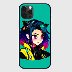 Чехол для iPhone 12 Pro Anime Cyberpunk Girl, цвет: 3D-черный