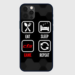 Чехол для iPhone 12 Pro Eat, sleep, Counter-Strike 2, repeat, цвет: 3D-черный