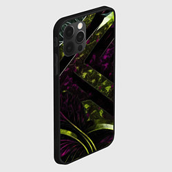 Чехол для iPhone 12 Pro Темные фиолетовые и зеленые вставки, цвет: 3D-черный — фото 2