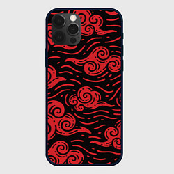 Чехол для iPhone 12 Pro Японский орнамент - красные облака, цвет: 3D-черный