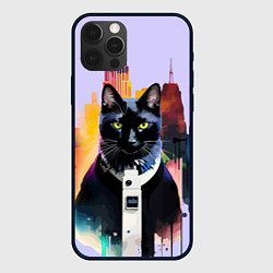 Чехол для iPhone 12 Pro Чёрный котяра в Нью-Йорке, цвет: 3D-черный