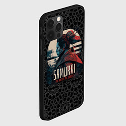 Чехол для iPhone 12 Pro Самурай на фоне узоров, цвет: 3D-черный — фото 2