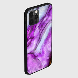 Чехол для iPhone 12 Pro Рисунок текстуры белого и фиолетового мрамора, цвет: 3D-черный — фото 2