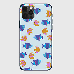 Чехол для iPhone 12 Pro Паттерн из двух ярких рыбок, цвет: 3D-черный