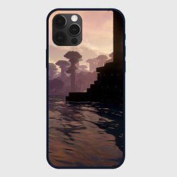 Чехол для iPhone 12 Pro Minecraft - река в лесу, цвет: 3D-черный