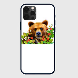 Чехол для iPhone 12 Pro Медведь, цвет: 3D-черный