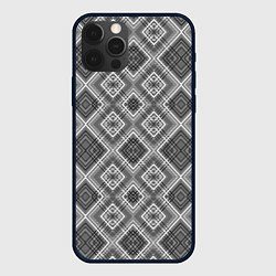 Чехол для iPhone 12 Pro Геометрический узор черно белые ромбы, цвет: 3D-черный