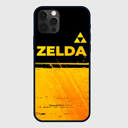 Чехол для iPhone 12 Pro Zelda - gold gradient: символ сверху, цвет: 3D-черный