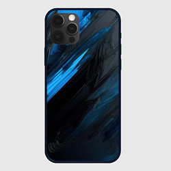 Чехол для iPhone 12 Pro Синяя краска на черном фоне, цвет: 3D-черный