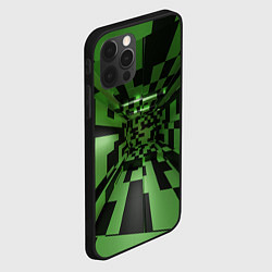 Чехол для iPhone 12 Pro Чёрно-зелёный геометрический коридор, цвет: 3D-черный — фото 2