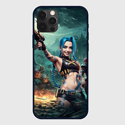 Чехол для iPhone 12 Pro Arcane league of legends Jinx с пистолетом, цвет: 3D-черный