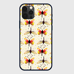 Чехол для iPhone 12 Pro Стрекозы и бабочки, цвет: 3D-черный