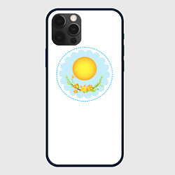 Чехол для iPhone 12 Pro Солнце и цветы, цвет: 3D-черный