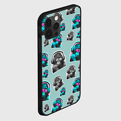 Чехол для iPhone 12 Pro Обезьяна меломан, цвет: 3D-черный — фото 2