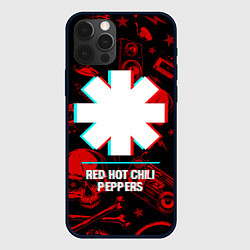 Чехол для iPhone 12 Pro Red Hot Chili Peppers rock glitch, цвет: 3D-черный