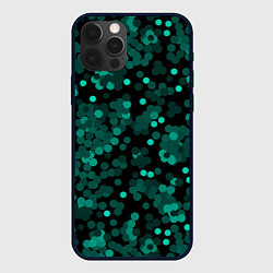 Чехол для iPhone 12 Pro Бирюзовые с зеленым конфетти, цвет: 3D-черный