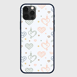 Чехол для iPhone 12 Pro Lovely hearts, цвет: 3D-черный