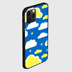 Чехол для iPhone 12 Pro Рисованные облака и звёзды, цвет: 3D-черный — фото 2