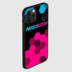 Чехол для iPhone 12 Pro Nissan - neon gradient: символ сверху, цвет: 3D-черный — фото 2