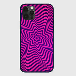 Чехол для iPhone 12 Pro Абстрактный фиолетовый узор, цвет: 3D-черный