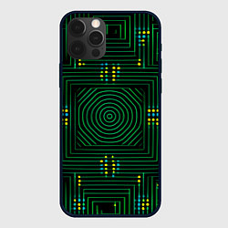 Чехол для iPhone 12 Pro Зелёная электросхема, цвет: 3D-черный