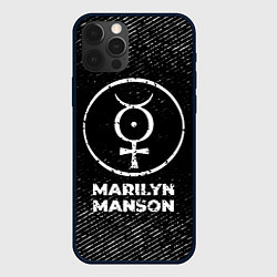 Чехол iPhone 12 Pro Marilyn Manson с потертостями на темном фоне