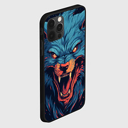 Чехол для iPhone 12 Pro Art blue wolf, цвет: 3D-черный — фото 2