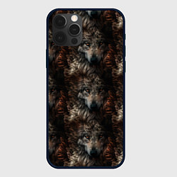 Чехол для iPhone 12 Pro Волки паттерн, цвет: 3D-черный